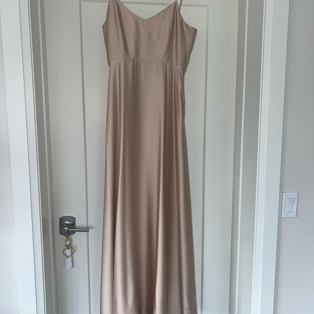 Elegant Champagne Satin Maxi Dress
